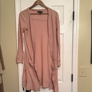 Derek Heart pink medium  Blush waffle knit Cardigan sweater Anthropologie $78